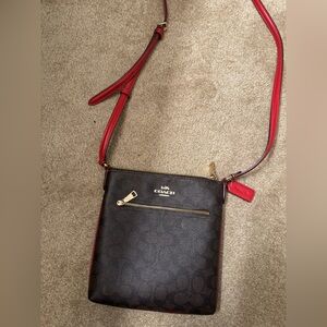 Coach Signature Brown and Red Crossbody Bag